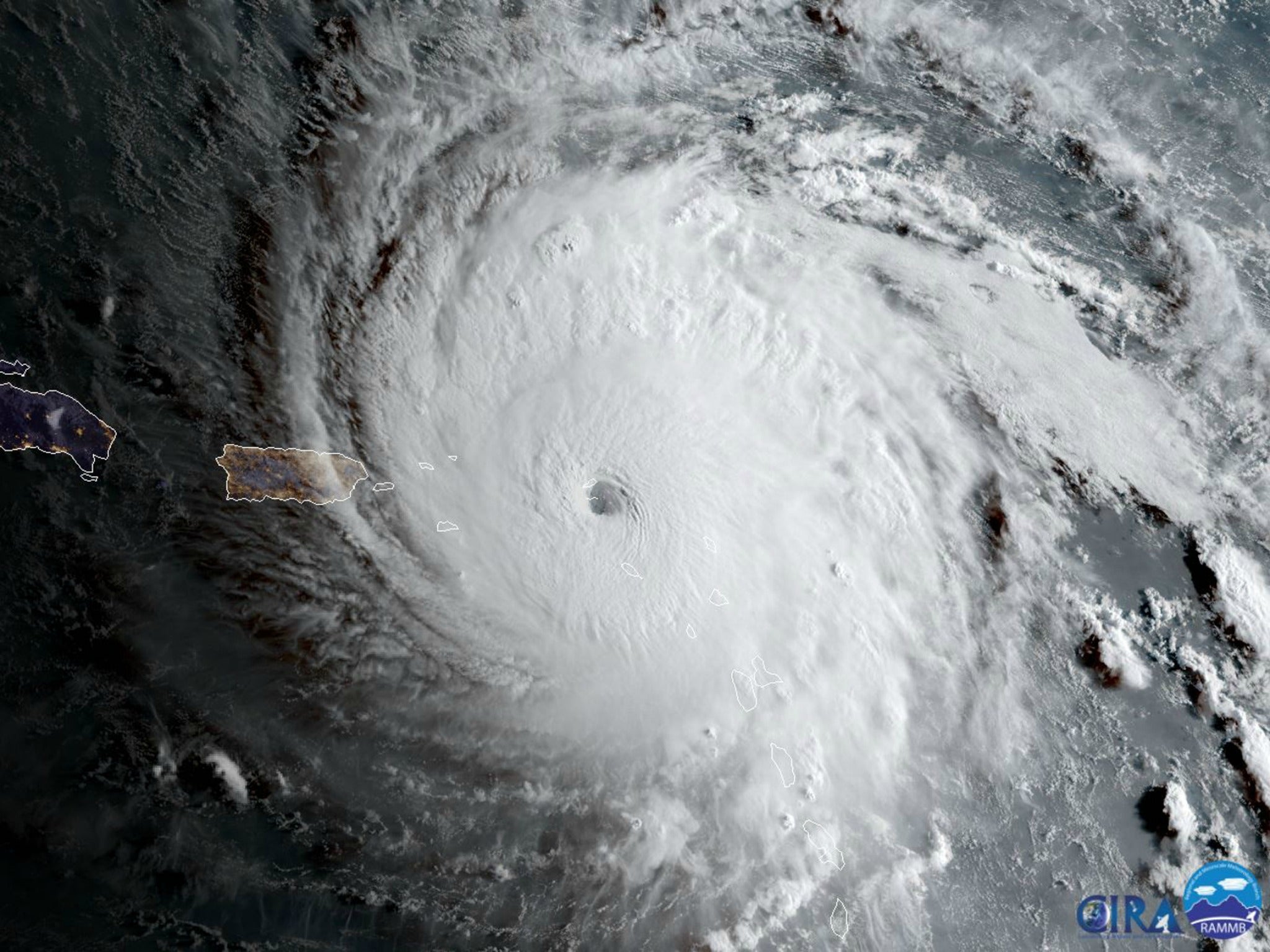 Hurricane Irma approaches the island of Antigua on Wednesday, Sept. 6, 2017