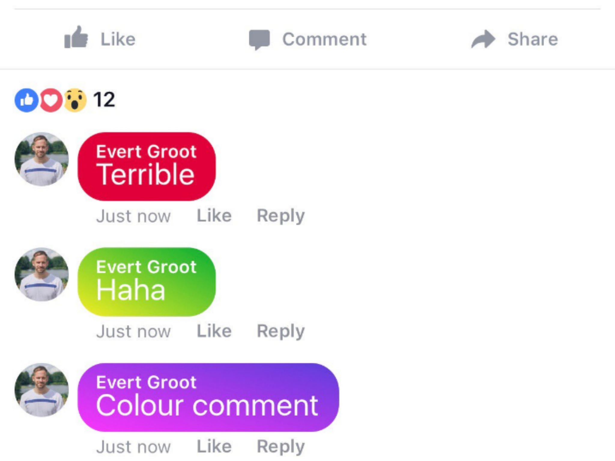 Facebook introduced colourful backgrounds for status updates earlier this year