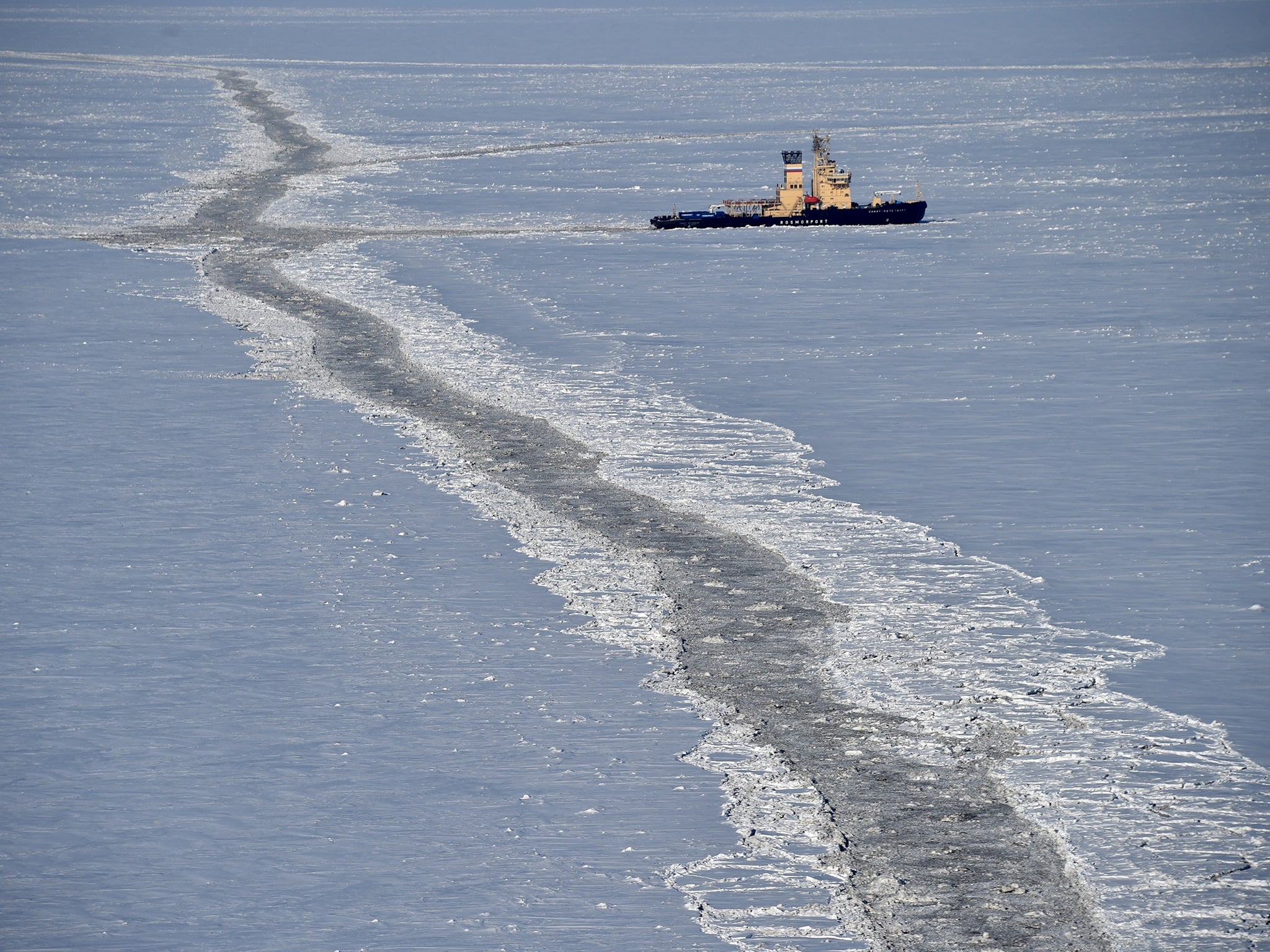 A file photo of an icebreaker in the Kara Sea in the Arctic. Russia has been building up its bases in the region for several years