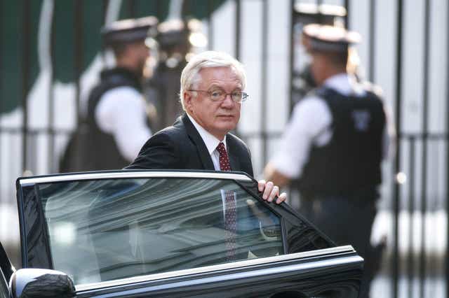 David Davis arrives at his office in Downing Street in London on September 7, 2017