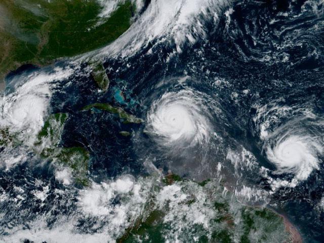 From left to right: Hurricane Katia, Hurricane Irman and Hurricane Jose