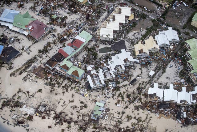 An aerial photography taken and released by the Dutch department of Defense on September 6, 2017 shows the damage of Hurricane Irma in Philipsburg, on the Dutch Caribbean island of Sint Maarten