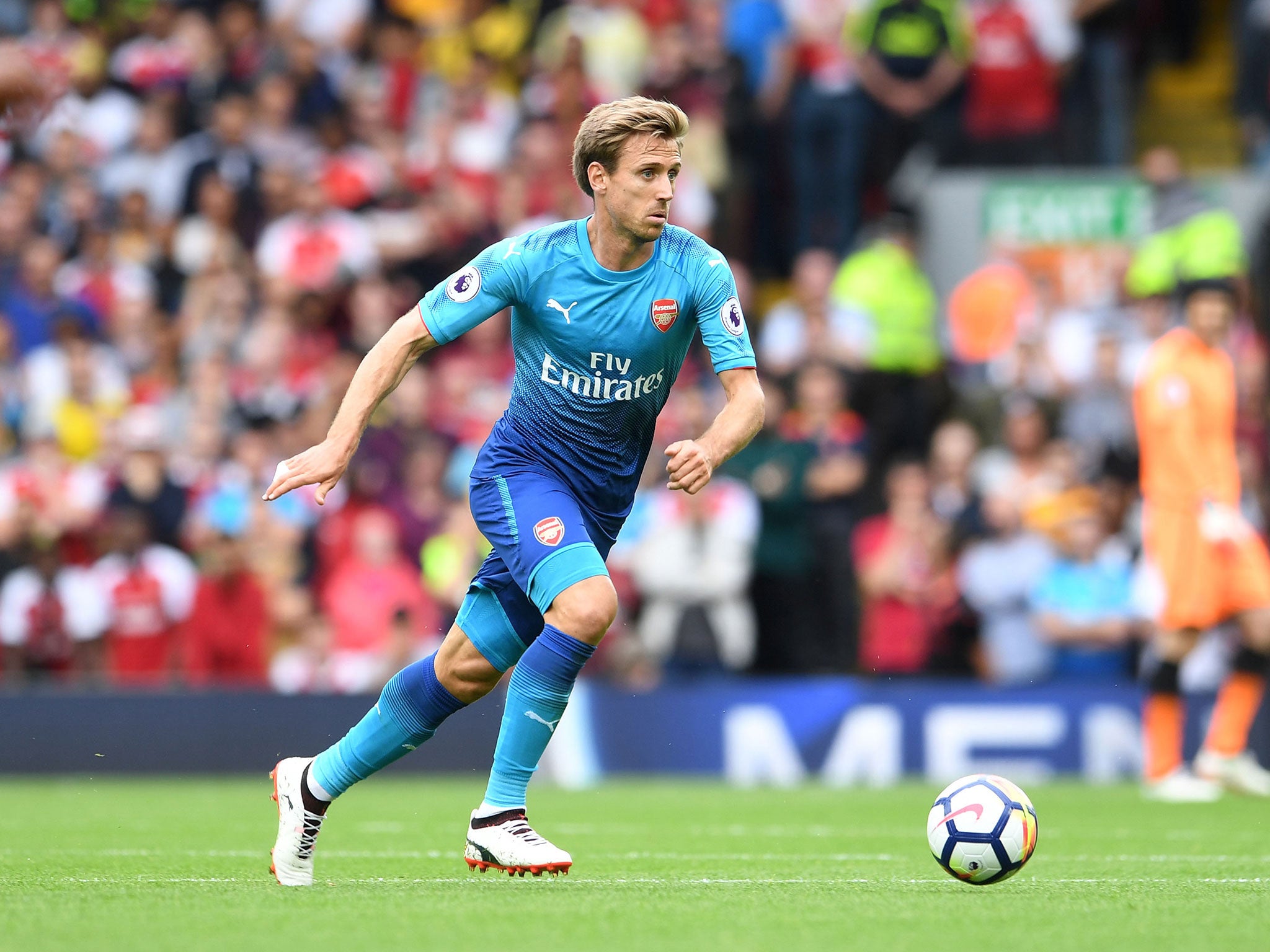 Nacho Monreal in action during Liverpool's 4-0 defeat by Liverpool