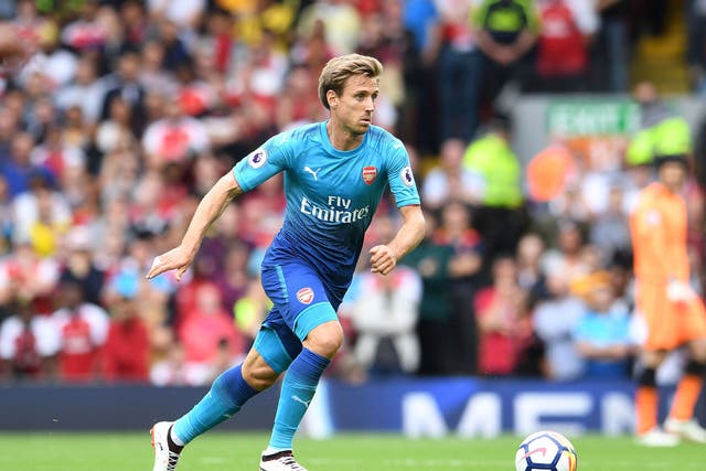 Nacho Monreal in action during Liverpool's 4-0 defeat by Liverpool