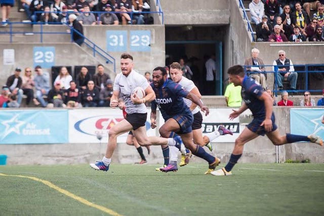 Blake Wallace runs in a try for Toronto Wolfpack