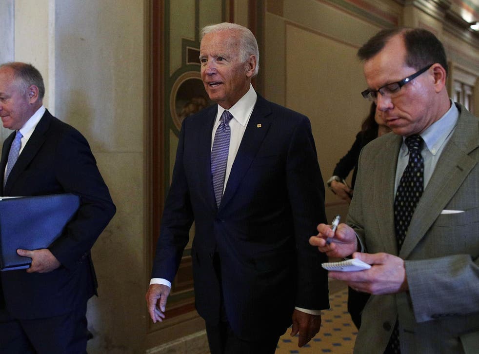 Joe Biden (centre) would have put himself forward for the Democratic nomination at the last election, but decided not to run, citing the grief caused by the death of his son, Beau, from brain cancer in 2015