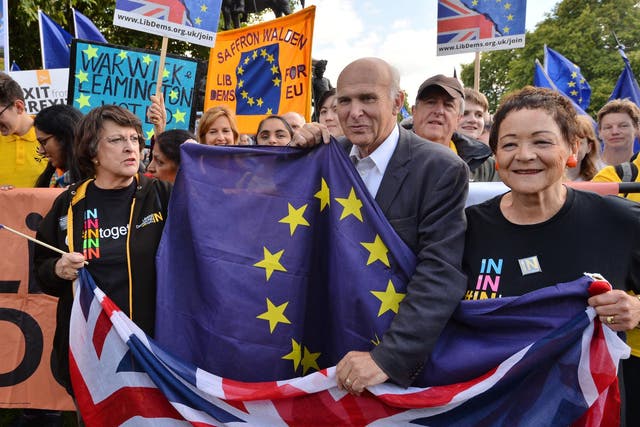 Sir Vince joined protesters at Hyde Park Corner before the People’s March for Europe