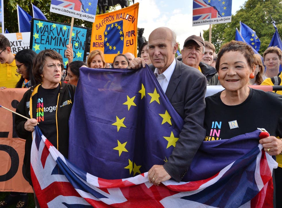 Sir Vince joined protesters at Hyde Park Corner before the People’s March for Europe