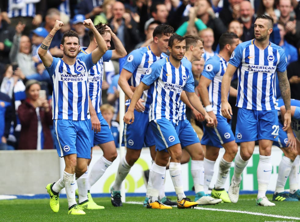 Pascal Gross celebrates scoring his side's first goal