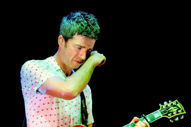 Noel Gallagher sheds a tear while performing headlining the 'We Are Manchester' benefit concert at Manchester Arena on September 9, 2017