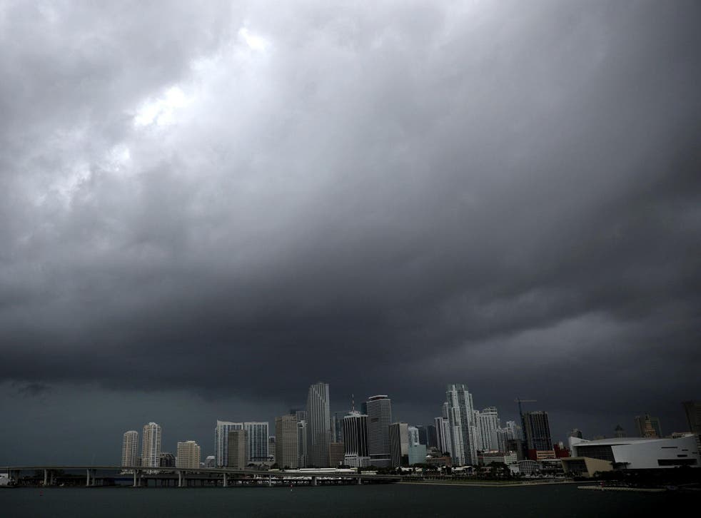 Clouds gather above Florida as Hurricane Irma moves in to the US