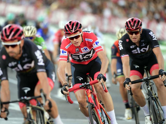 Chris Froome in action on the final day of La Vuelta