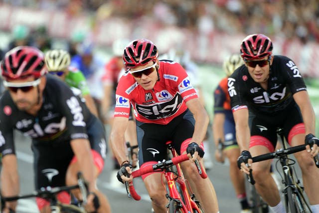 Chris Froome in action on the final day of La Vuelta
