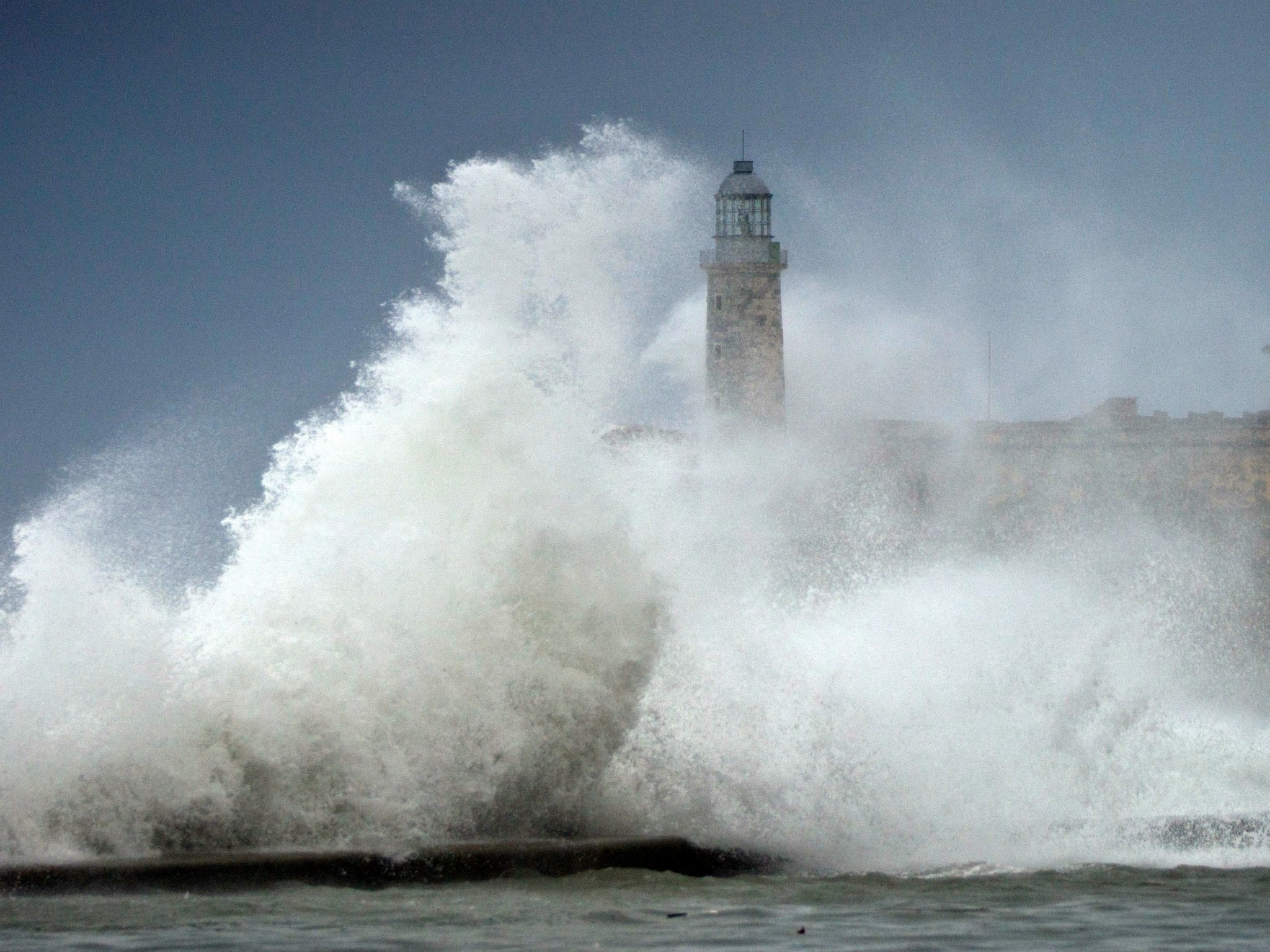Waves crash into El Morro after the passing of Hurricane Irma, in Havana, Cuba