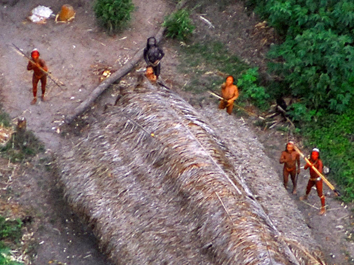 Members of an uncontacted tribe in Brazil, in a photograph taken in 2008