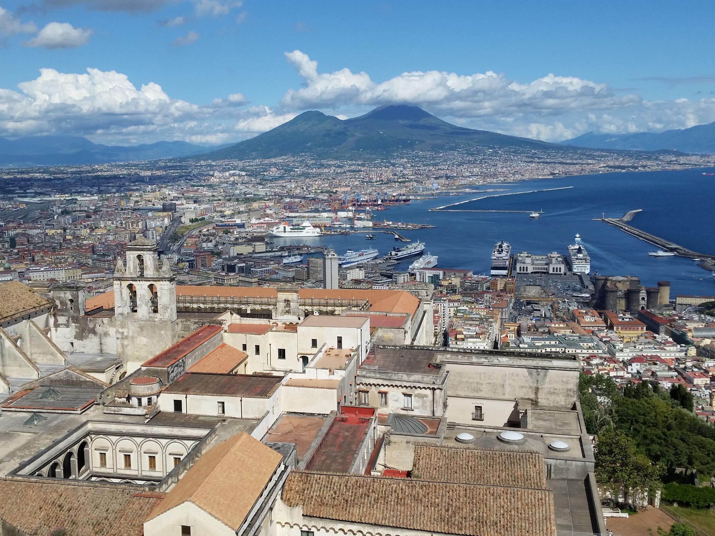 The Bay of Naples with Vesuvius volcano in the background