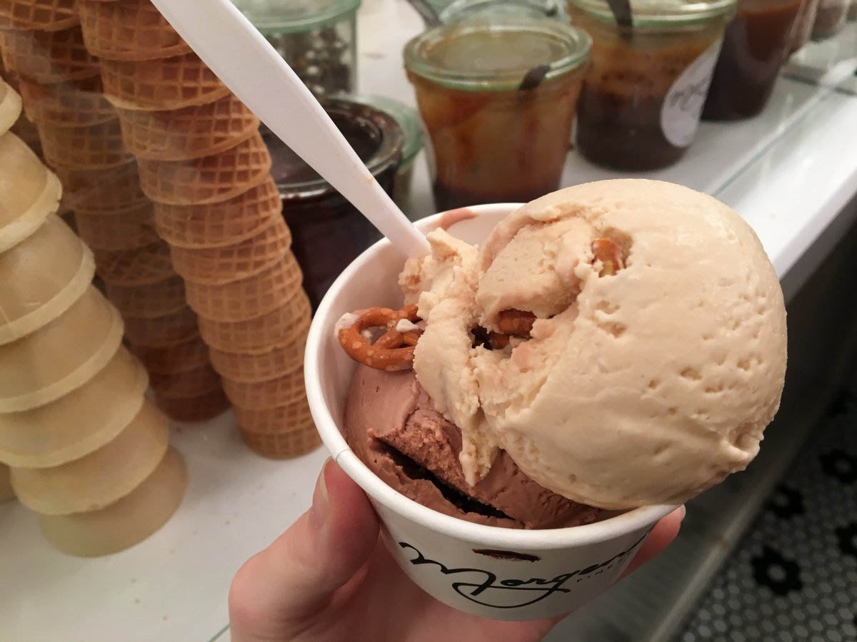 Salted caramel pretzel ice cream