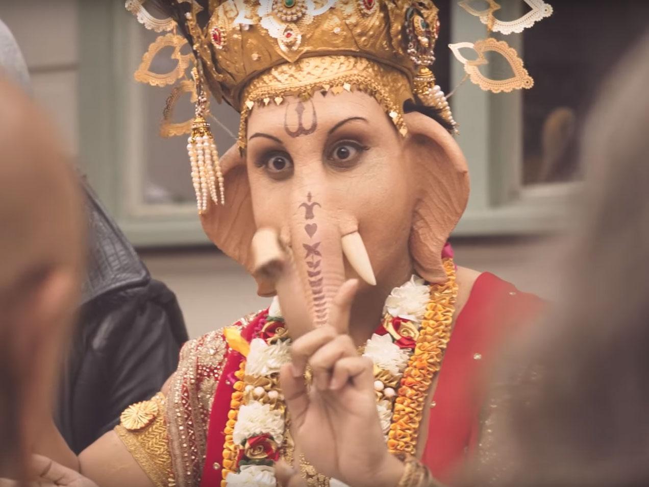 Hindu deity Ganesh is seen eating lamb in the ad