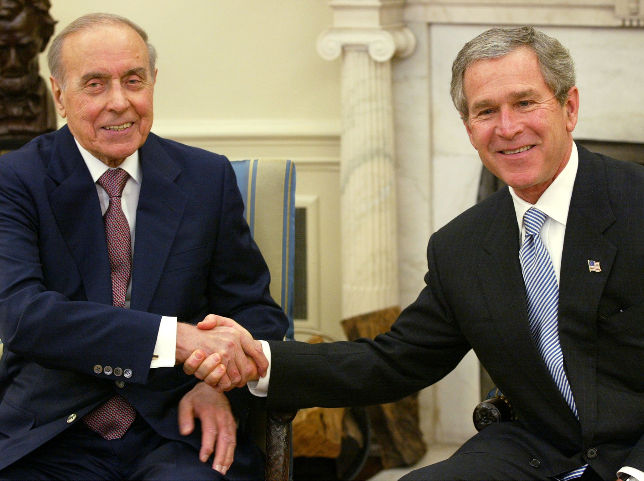 The late Heydar Aliyev with George W. Bush