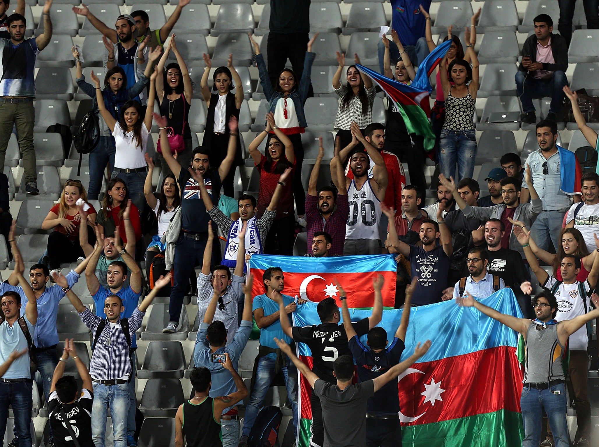 Qarabag fans cheering their team on