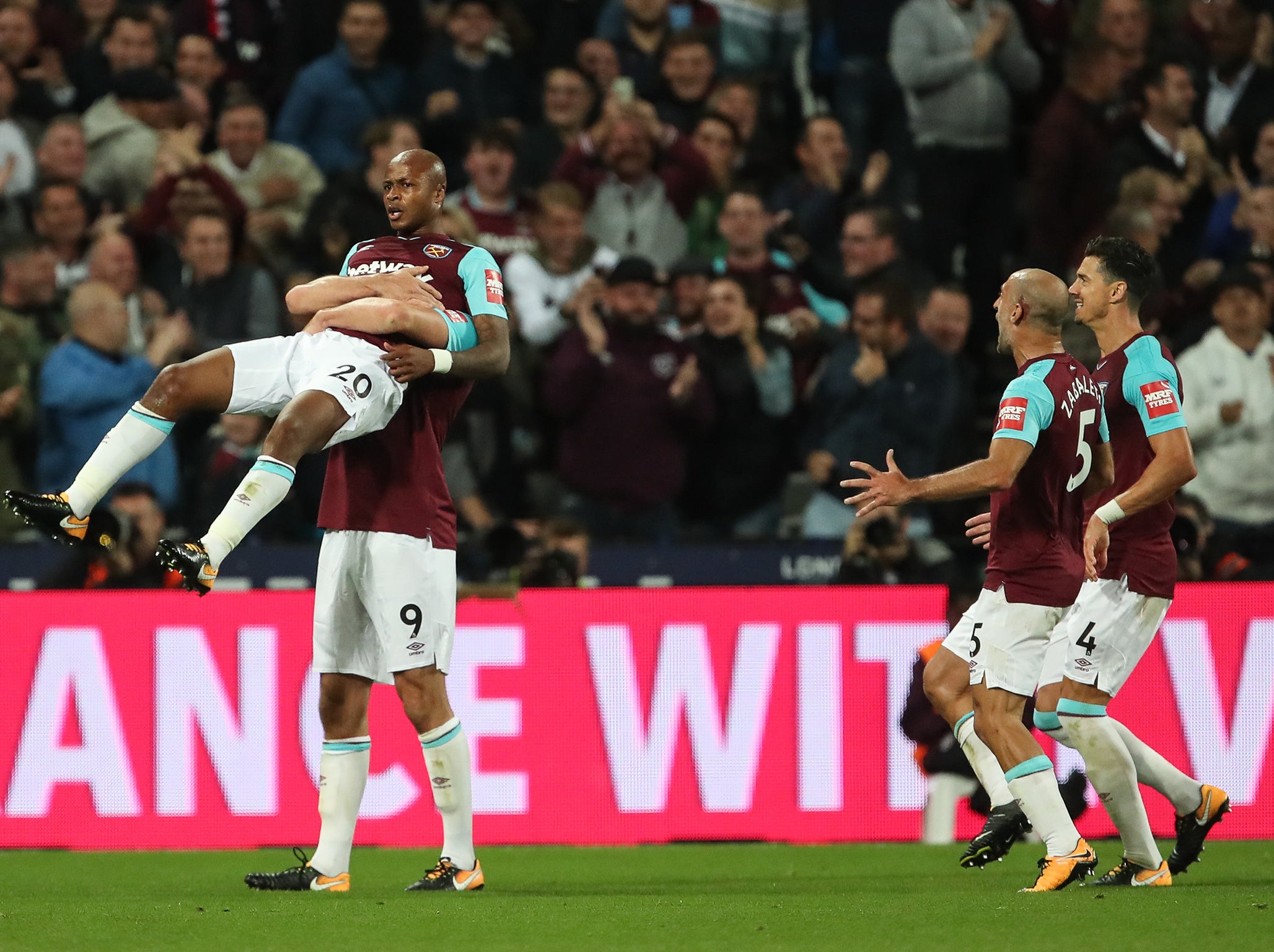 Ayew scored West Ham's decisive second goal