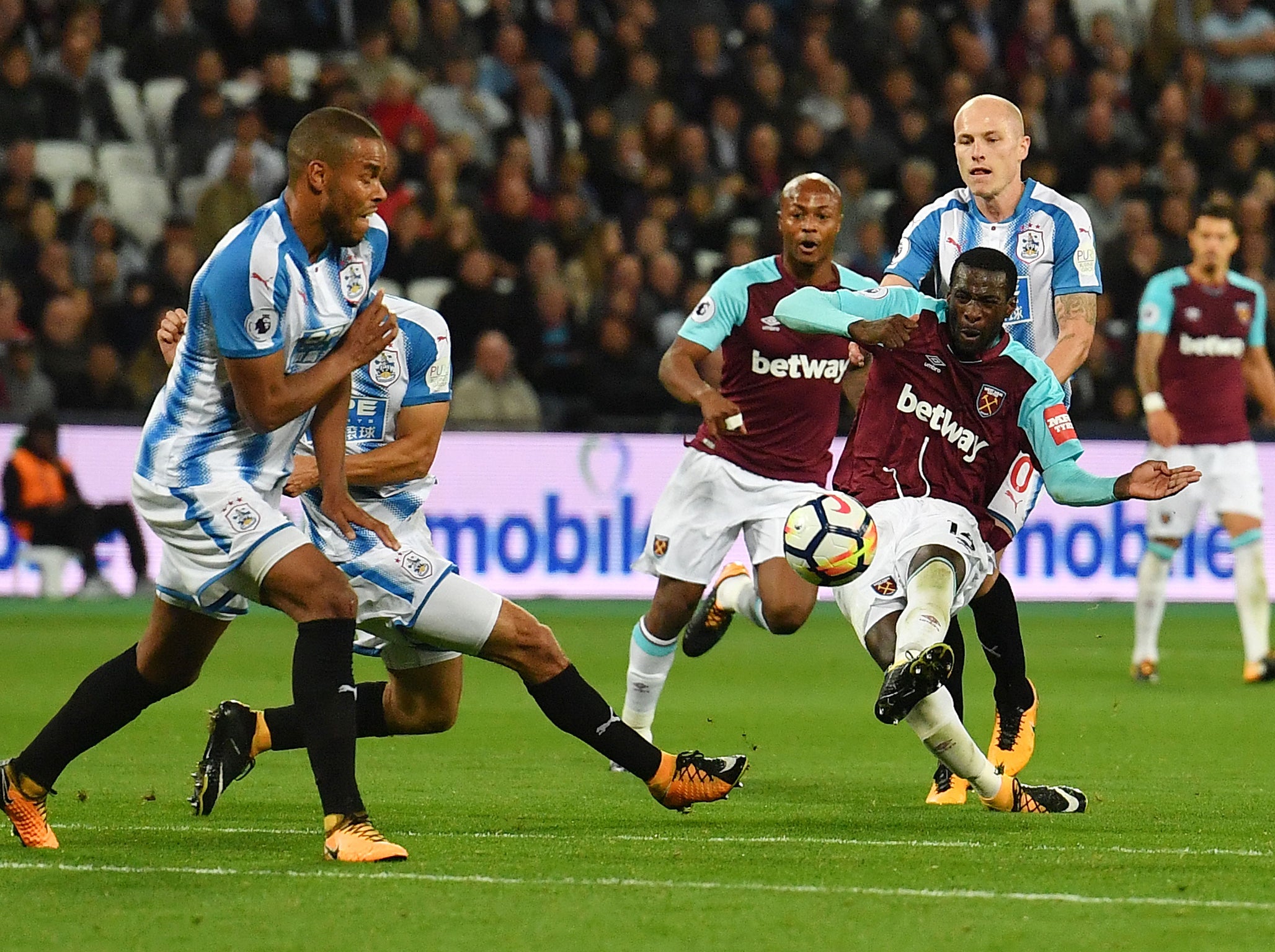 Obiang gave West Ham the lead with a deflected strike