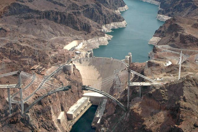 The Hoover Dam is 726ft tall and has a maximum water depth of 590ft