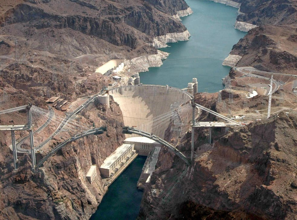 The Hoover Dam is 726ft tall and has a maximum water depth of 590ft