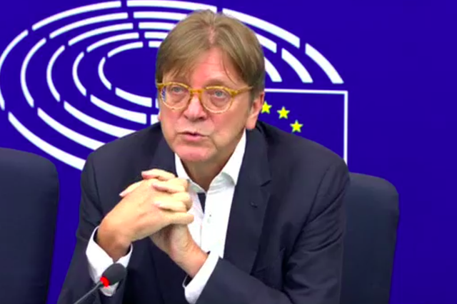 Guy Verhofstadt speaking at the European Parliament's alternative base in Strasbourg