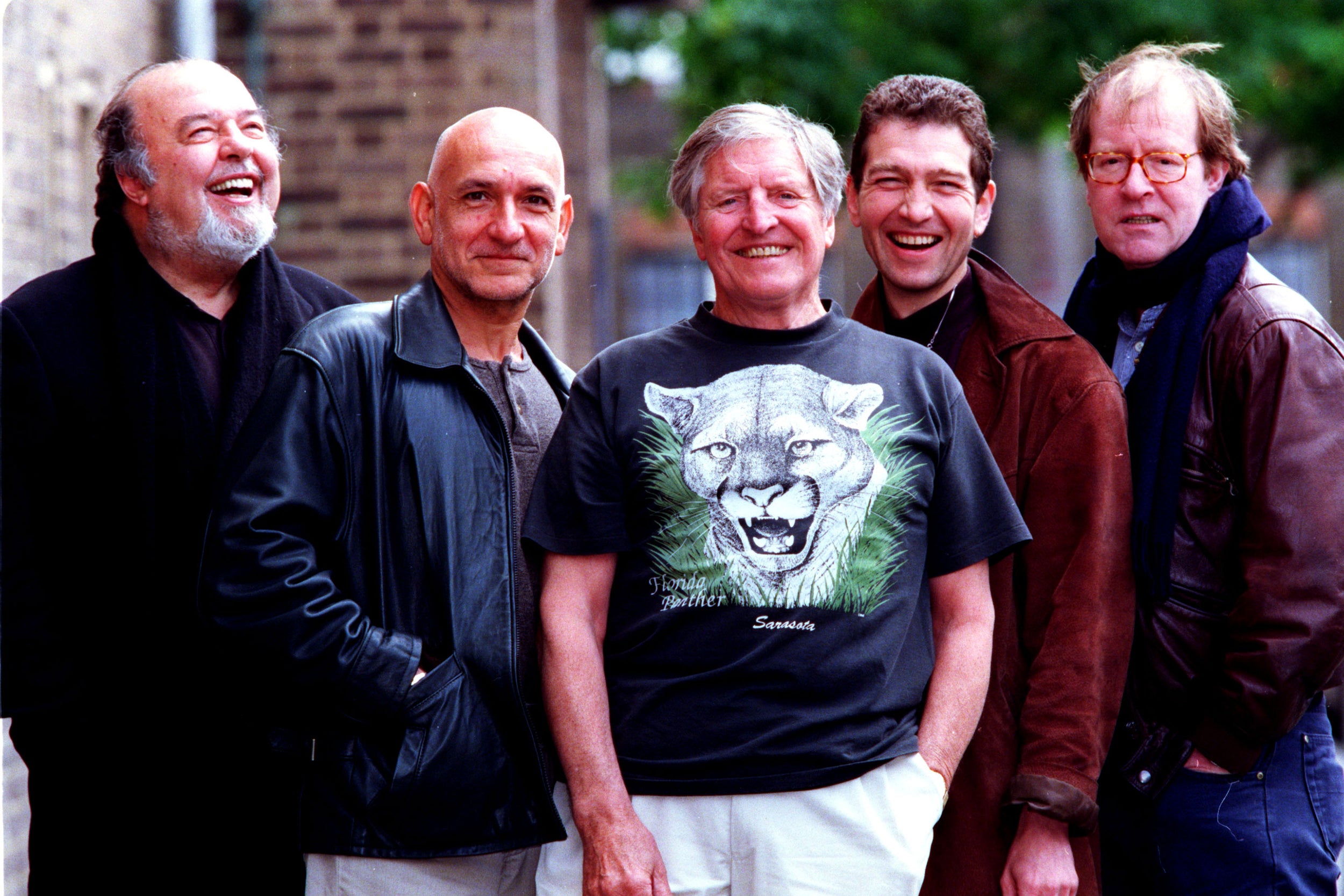 Hall with Ben Kingsley, Denis Quilley, Greg Hicks and Alan Howard, the cast of ‘Waiting For Godot’ at the Old Vic, 1997