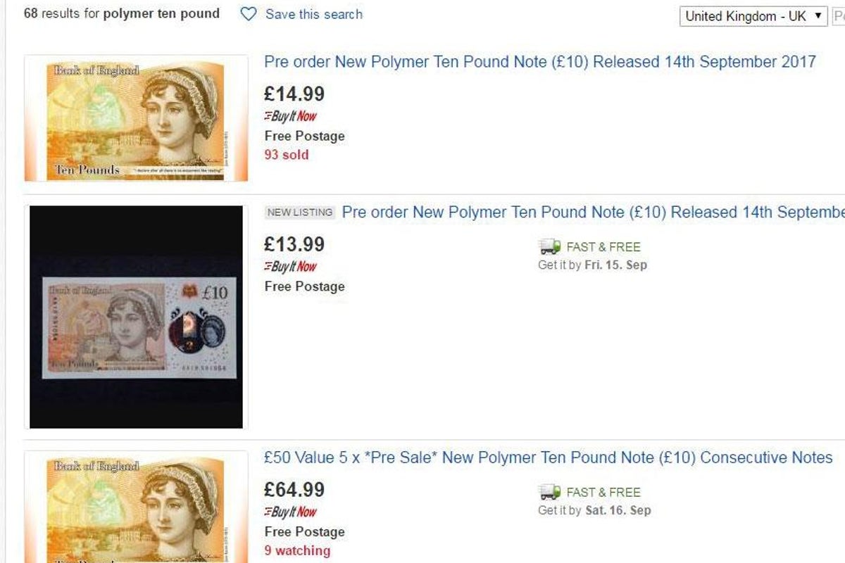 New £10 polymer note already being flogged on eBay ahead of entering ...
