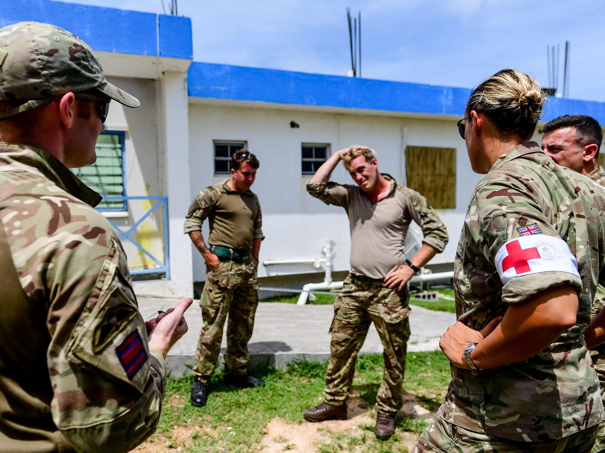 RAF Medics from Tactical Medical Wing, RAF Brize Norton, along with British Army Engineers and Royal Marines assess the damage at Princess Alexandra Hospital, in the Island of Anguilla
