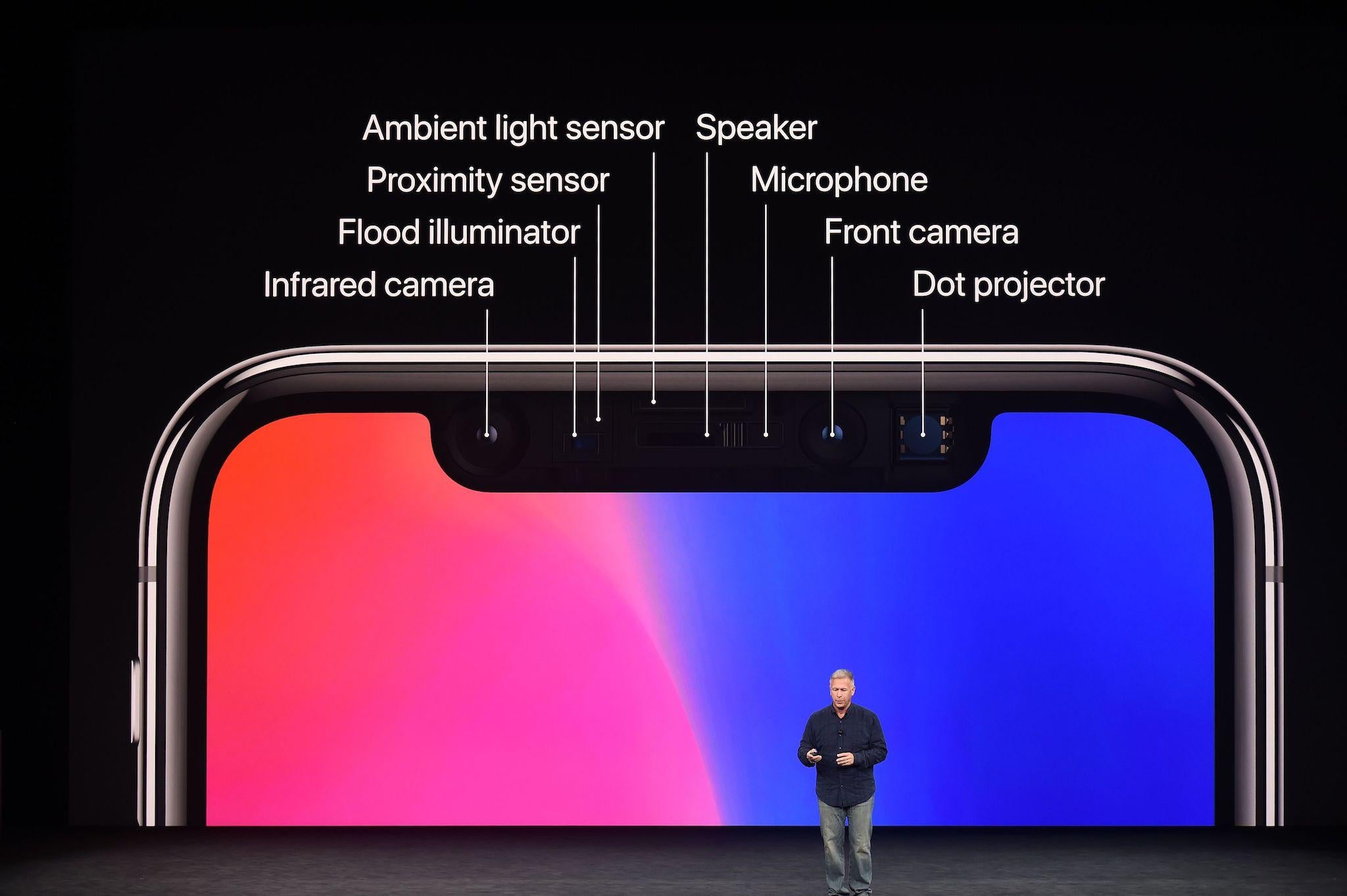 Senior Vice President of Worldwide Marketing at Apple, Philip Schiller, introduces the iPhone X during a media event at Apple's new headquarters in Cupertino, California on September 12, 2017