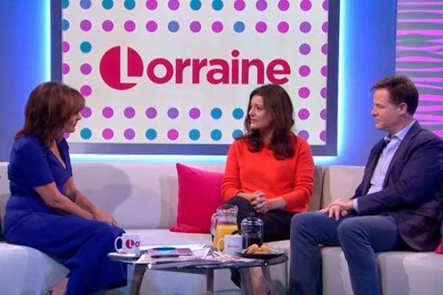 Lorraine Kelly interviews Miriam Gonzalez Durantez and Nick Clegg on her ITV show about family's cancer battle