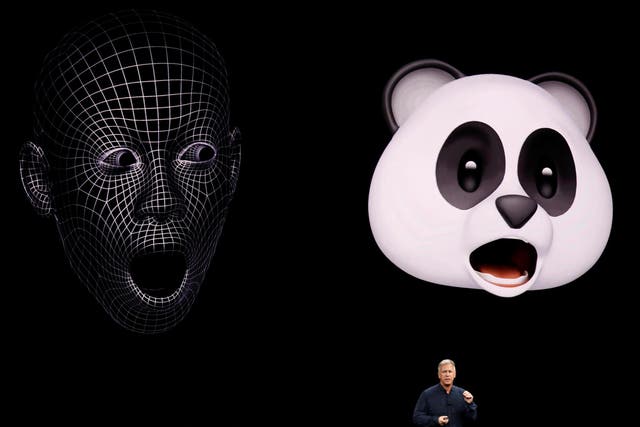 Apple Senior Vice President of Worldwide Marketing, Phil Schiller, shows Animoji during a launch event in Cupertino, California, U.S. September 12, 2017