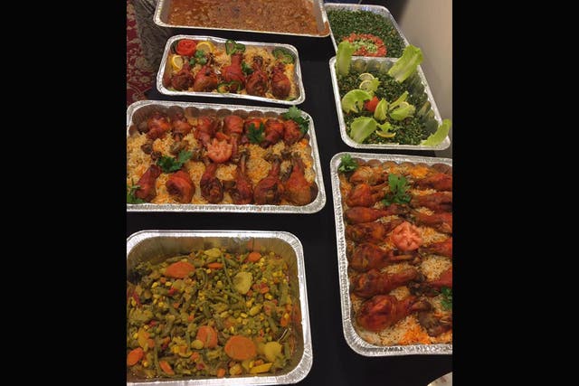 Some of the Middle Eastern dishes that were given to evacuees