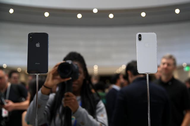 The two new iPhone Xes is displayed during an Apple special event at the Steve Jobs Theatre on the Apple Park campus