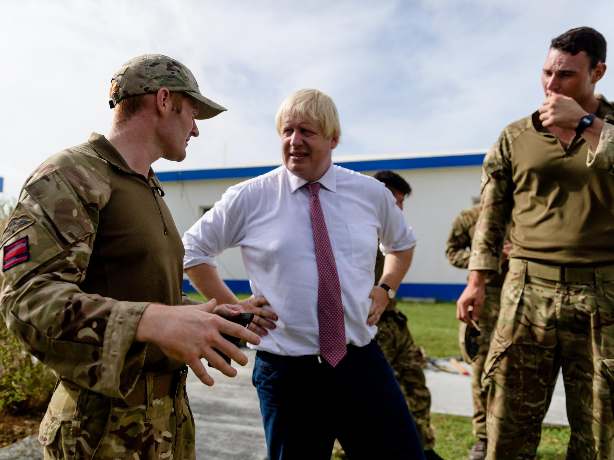 Boris Johnson visited Anguilla on Wednesday to see first-hand the devastation wreaked by Hurricane Irma