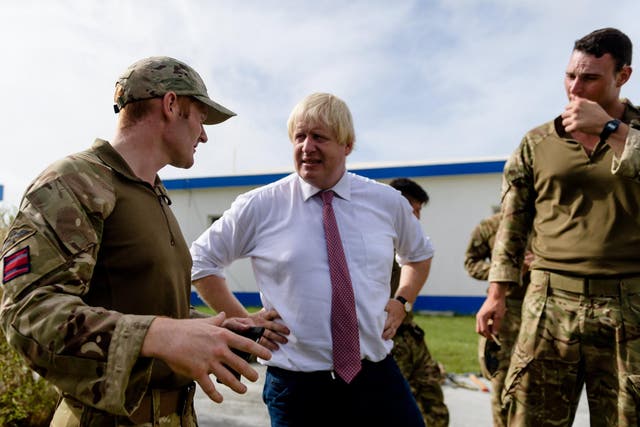 Boris Johnson visited Anguilla on Wednesday to see first-hand the devastation wreaked by Hurricane Irma