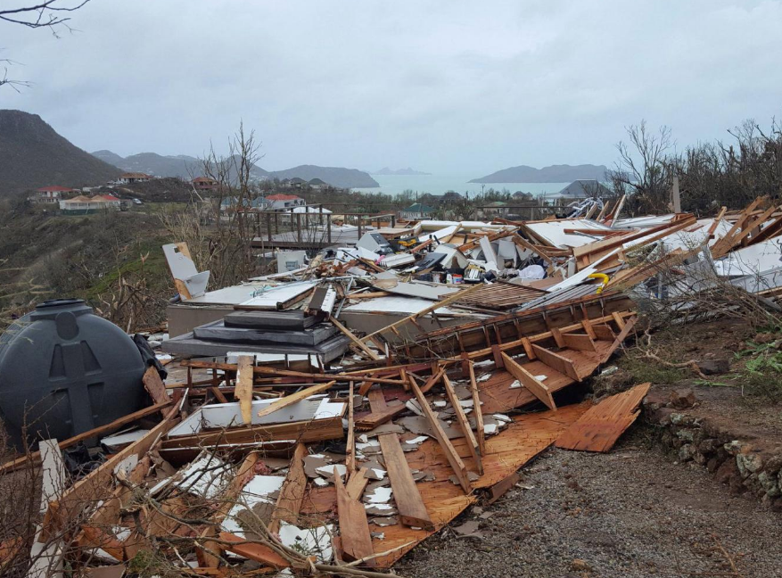 A house reduced to rubble on the island of Saint Barthelemy