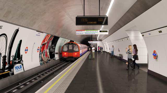 Going south? A Northern Line train approaching Bank station