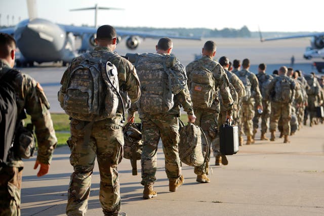 Soldiers leaving Fort Bragg in North Carolina