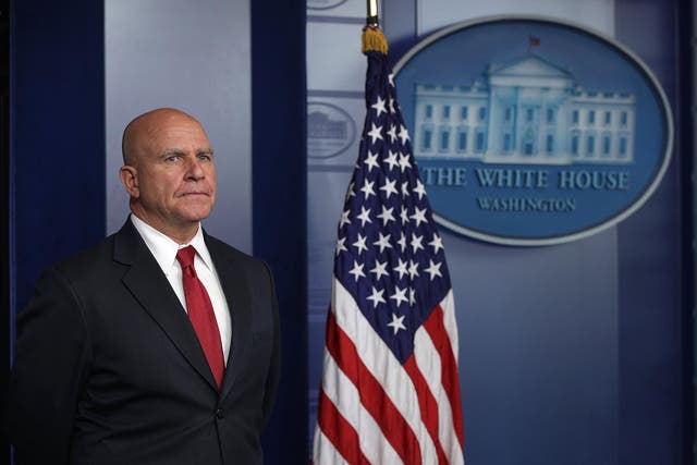 National Security Adviser HR McMaster speaks to members of the White House press corps during a daily briefing