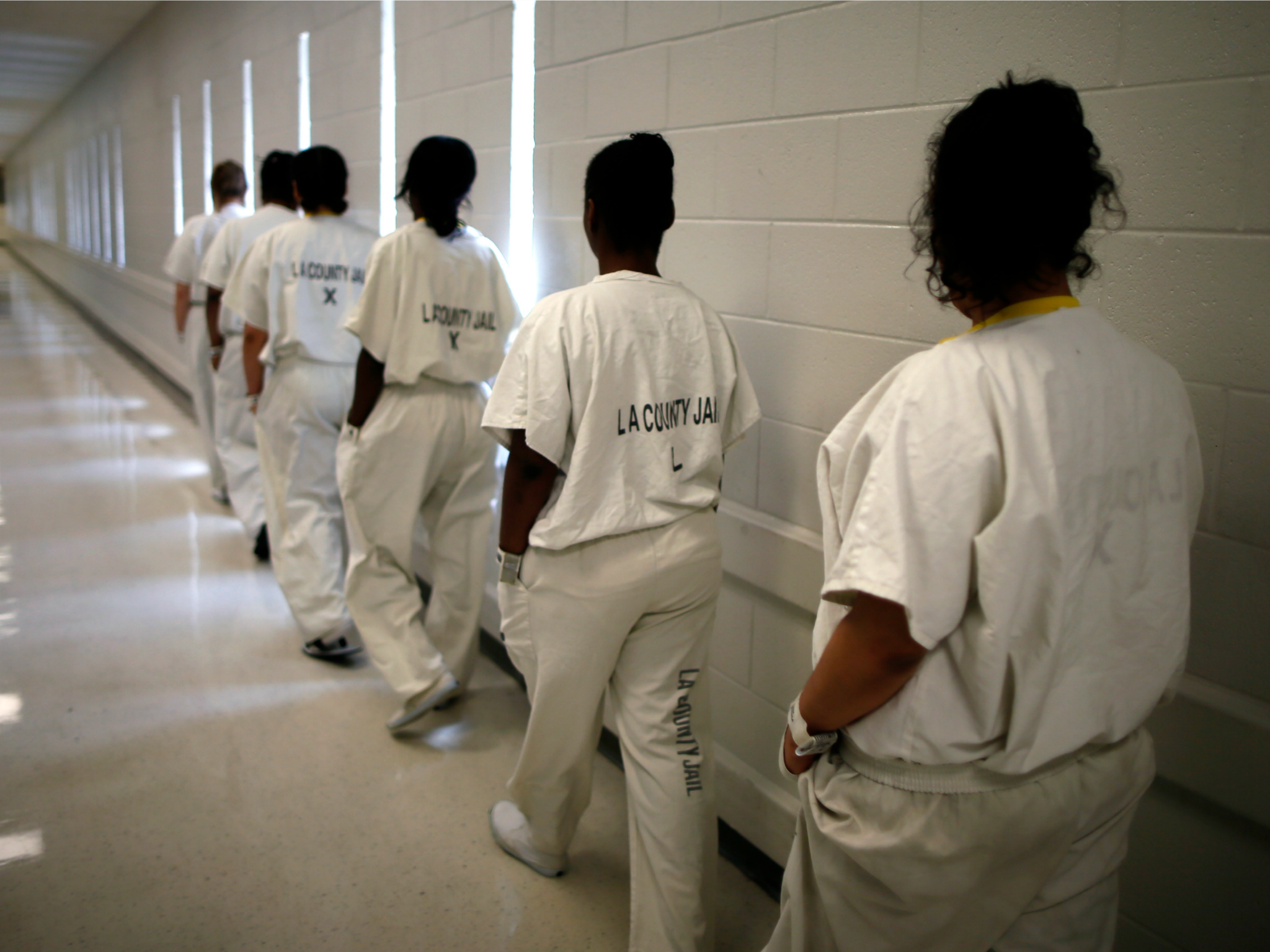 Female inmates at California's Lynwood detention facility, where a sheriff's deputy allegedly raped two women, on April 26, 2013