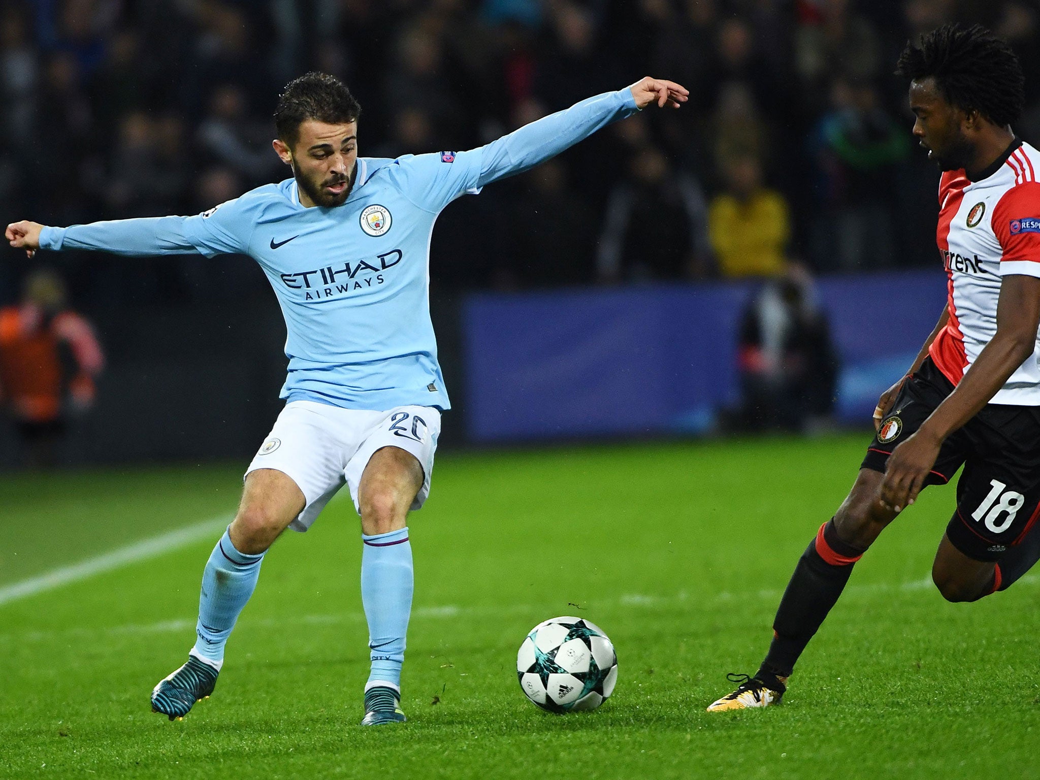 Bernardo Silva in action at Feyenoord