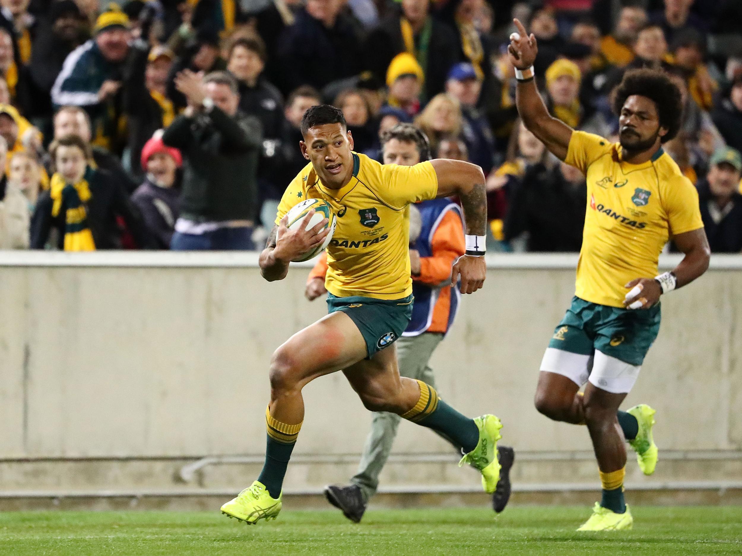 Israel Folau scored either side of half-time