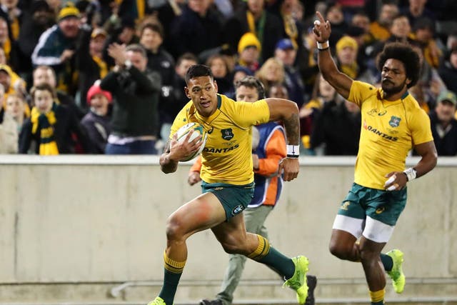 Israel Folau scored either side of half-time
