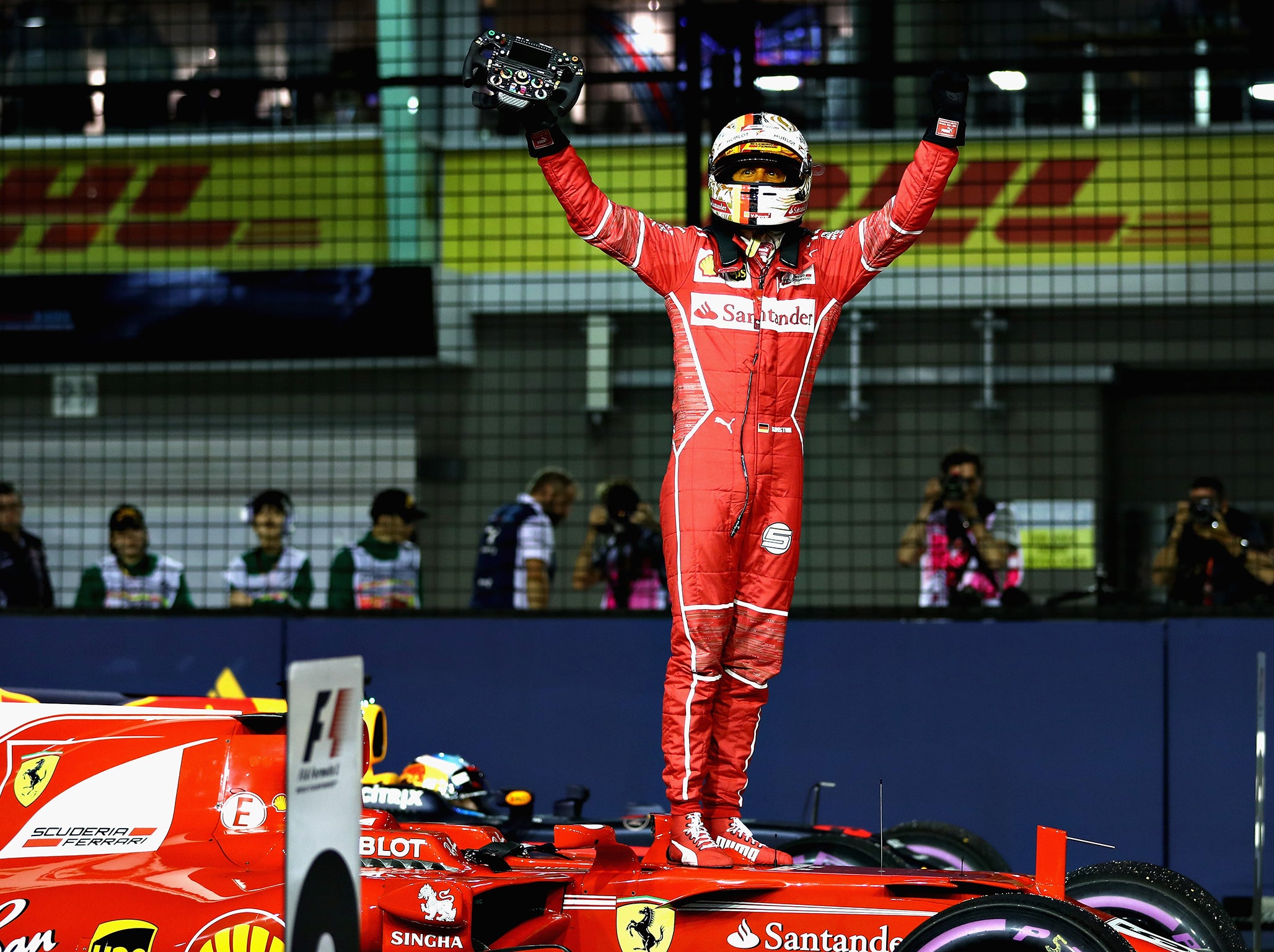 Vettel declared that he "loves this track" after securing pole position