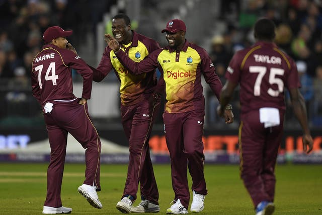 The West Indies celebrate their victory