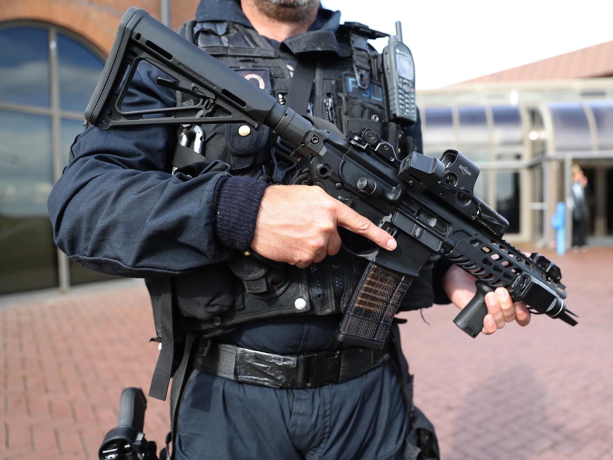 Armed police patrolled the streets of a number of British cities